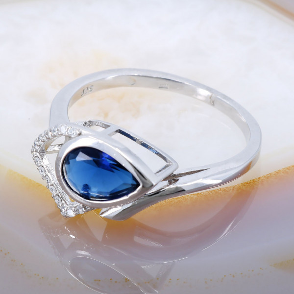 Inel din Argint 925 cu cristal Blue Drop Zirconia cod 2494