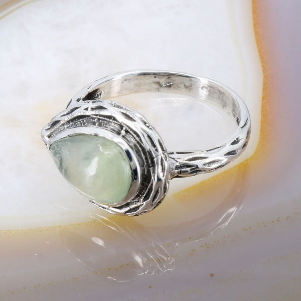 Inel din Argint 925 model Vintage cu Piatra Prehnite cod ig2435