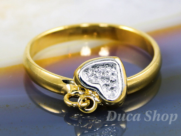 Inel Placat cu Aur 18K, model cu Pandantiv Inima, cod 1064