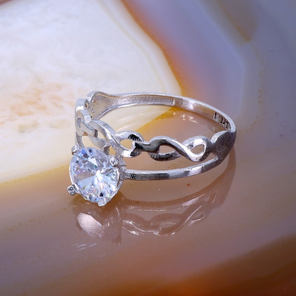 Inel Solitaire din Argint cu Cristale Zircon model Infinit Dublu c2931