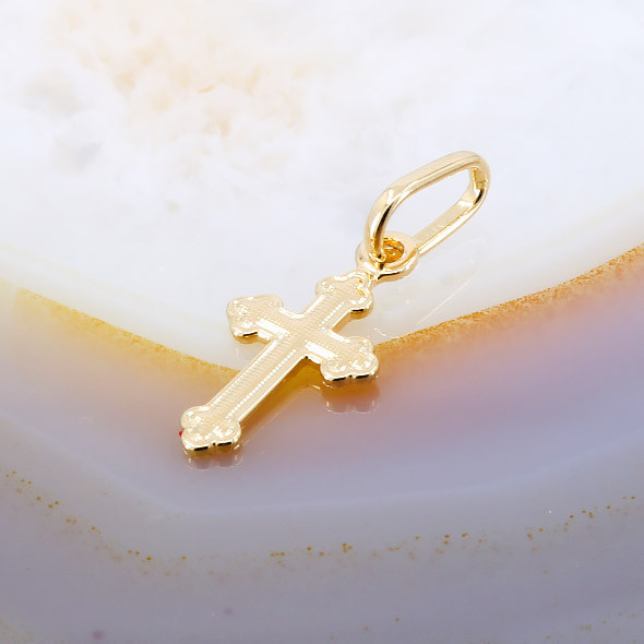 Pandantiv model Cruce Mica Placata cu Aur Galben 18K 493