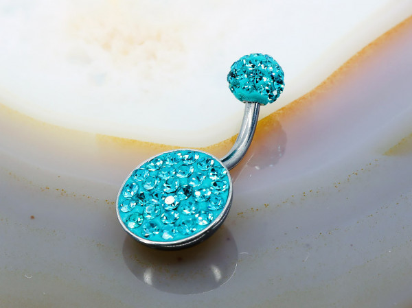 Piercing de Buric cu Cristale Zirconia Albastre model Rotund