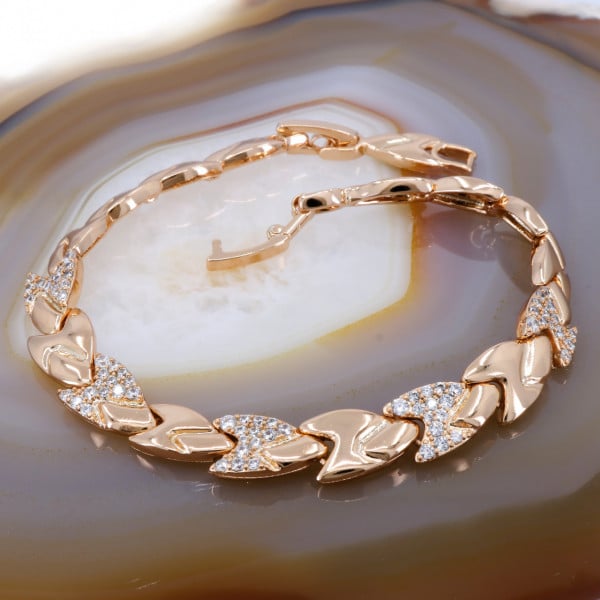 Bratara Fantezie Placata cu Aur Rose cu Cristale Zirconia cod 1472