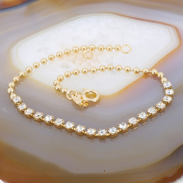 Bratara Placata cu Aur Galben model Bobite cu Cristale Zirconia 1388