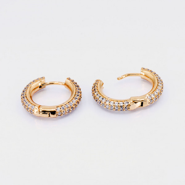 Cercei Placati cu Aur Rose 18K rotunzi cu Cristale Zirconia cod 3431
