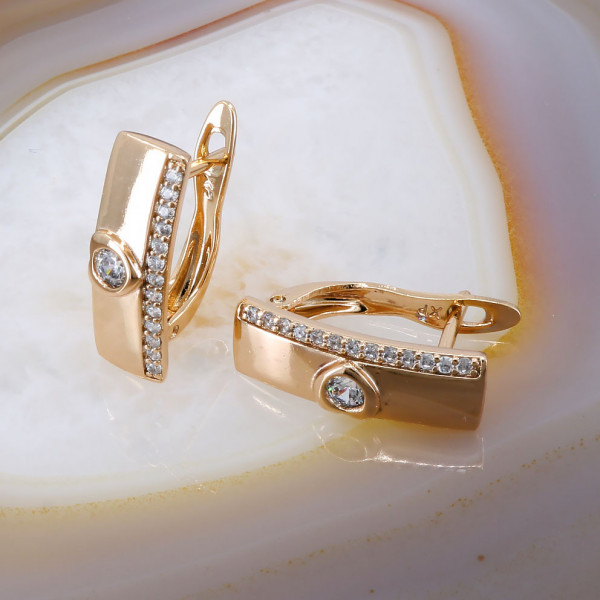 Cercei Placati cu Aur Rose cu Cristale Zirconia cod 3430