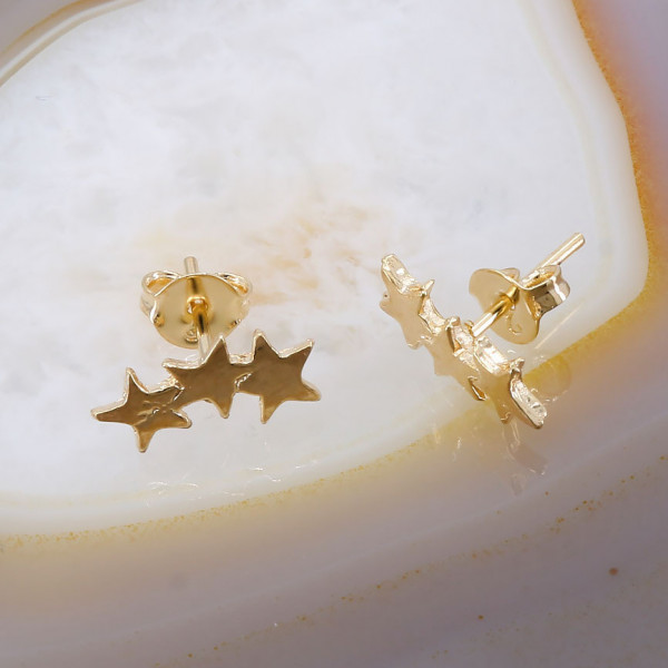 Cercei Stars Placati cu Aur Galben 18K cod 3424