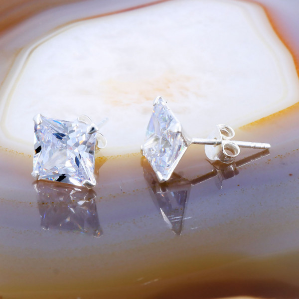 Cercei Unisex din Argint 925 Forma Patrat cu Cristal Zirconia cod 3231