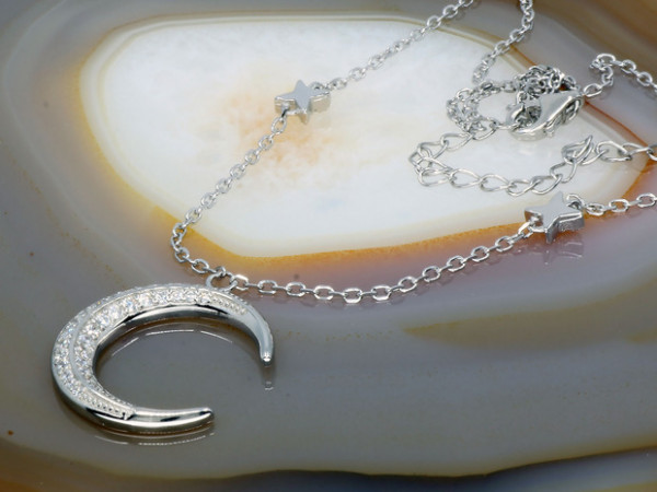 Collana In Argento Sterling 925 Con Ciondolo A Doppio Cerchio Geometrico Con Diamanti Flash Imitazione Platino~p134293064