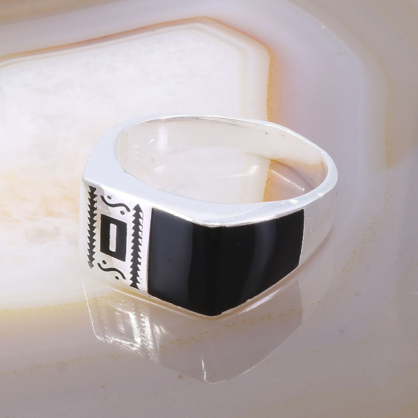 Inel tip Ghiul din Argint decorat cu Email Negru model Mistic c2801