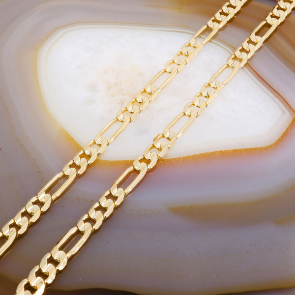 Lant Clasic Unisex Placat cu Aur Galben 18K model zale Plate 3+1 cod 1060