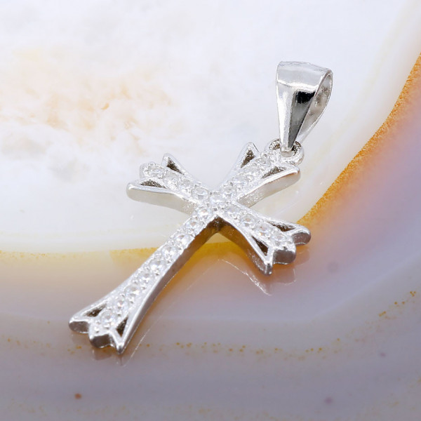 Pandantiv din Argint 925 model Cruce cu Cristale Zirconia cod 1064