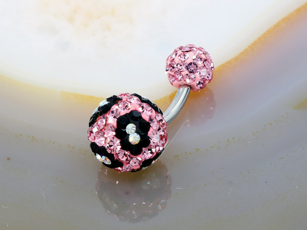 Piercing de Buric cu Bile Cristale Zirconia Roz 947