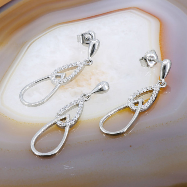 Set din Argint 925 cu Cristale Zirconia Albe Clare model Fantezie cod 1447