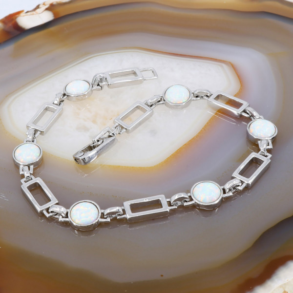 Bratara din Argint 925 cu Opal Alb si forme dreptunghiulare c2162
