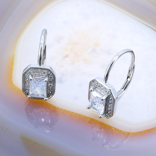 Cercei din Argint 925 model Cristal Emerald Cut 2834