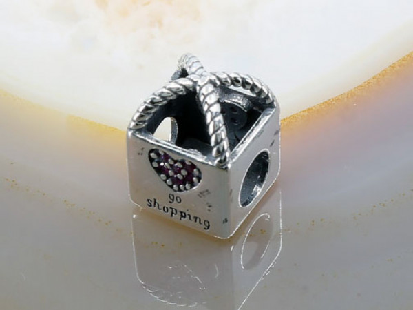 Charm din Argint pt bratari model Go Shopping cu Cristale Mov c933