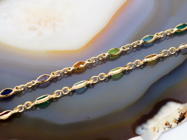 Colier Placat cu Aur 18K cu Cristale Zirconia Colorate pLL848
