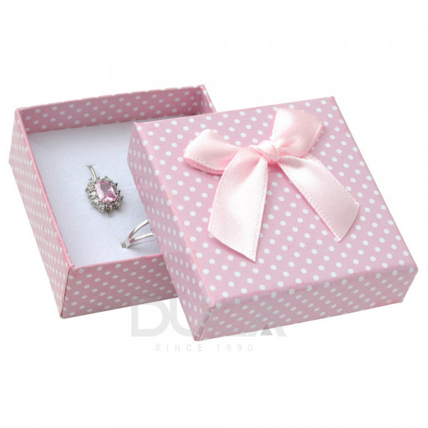 Cutie de Carton Culoare Roz cu Funda si buline albe 151