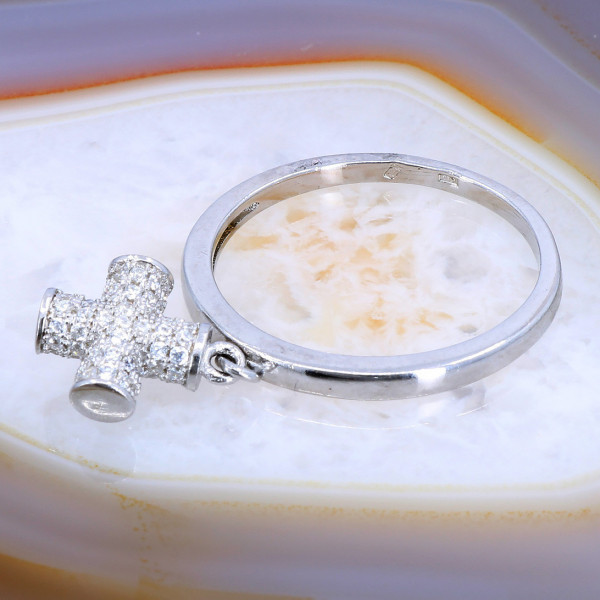 Inel de Argint 925 cu Pandantiv Plus si Cristale Zirconia Albe Clare 2313