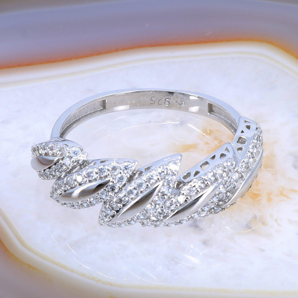 Inel de Argint 925 model Fantezie cu Cristale Zirconia Albe Clare 2275