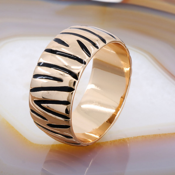 Inel Lat Placat cu Aur Rose model Animal Print cod 1515
