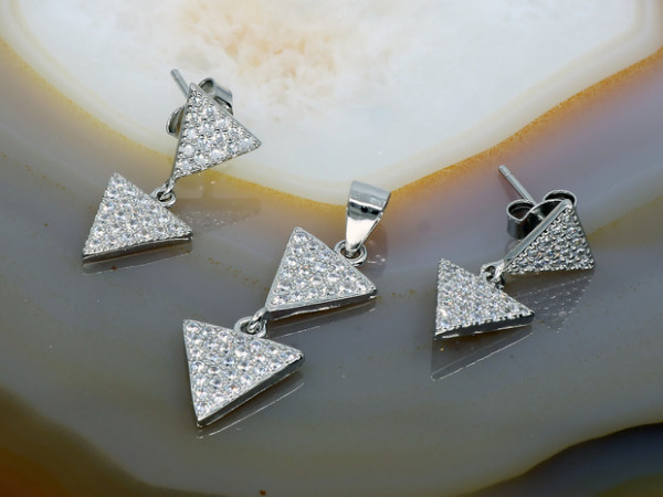 Set model Triunghiuri cu Cristale Zirconia din Argint ags1299