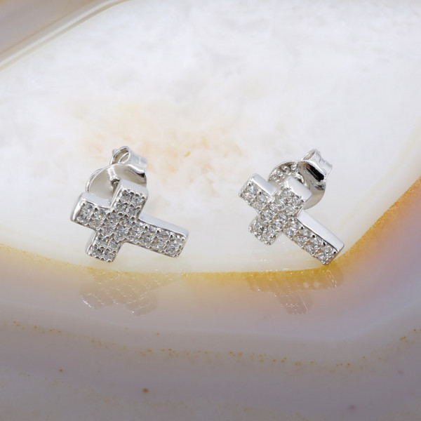 Cercei model Cruce din Argint 925 cu Cristale Zirconia 2789