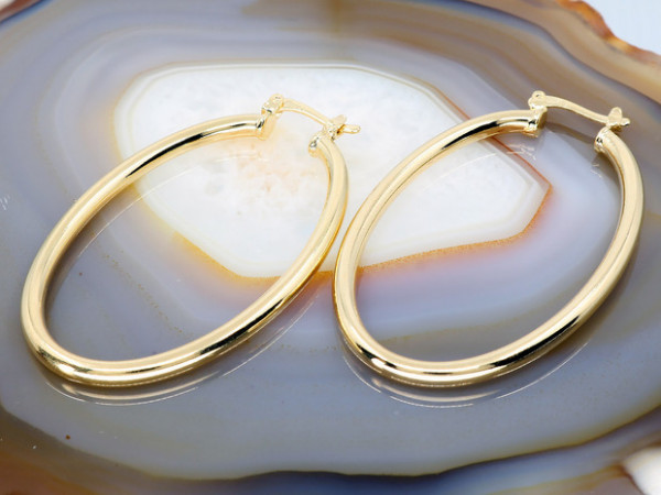 Cercei Ovali model Mare Placati cu Aur 18K cod 3094