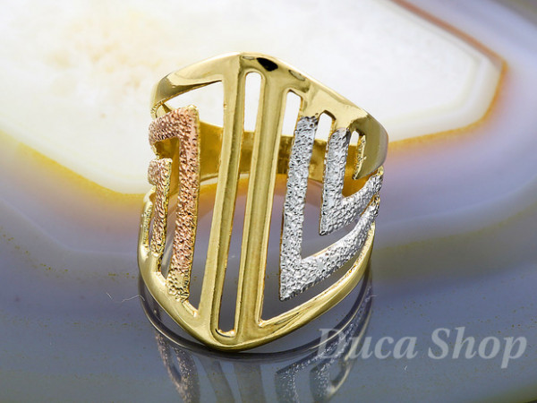 Inel Placat cu Aur Galben, Rose si Alb 18K, cod 1117