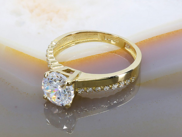 Inel Solitaire din Aur 14K 585 cu Cristale CZ au243