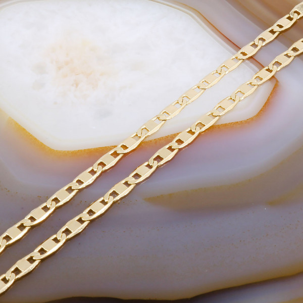 Lant Clasic Unisex Placat cu Aur Galben 18K model zale Ovale plate 1+1 cod 1082
