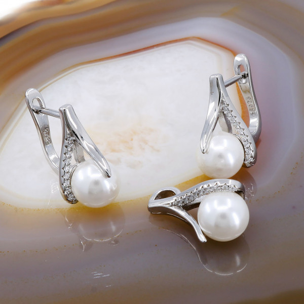 Valero Pearls Orecchini A Cerchio In Argento 925 Con Perla D'Acqua Dolce E Zirconia - Dorati Oro Rosa