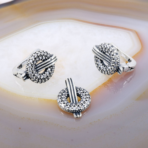 Set Fantezie Bijuterie din Argint 925 cu Cristale Zirconia Albe Clare cod 1465