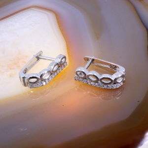Cercei din Argint 925 Hoop Top model impletit cu Cristale Zirconia c3967