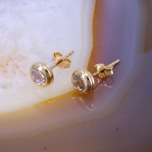 Cercei Mici Rotunzi din Aur 14K 585 cu Cristal Zirconia c828