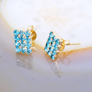 Cercei Placati cu Aur 18K cu Cristale Zirconia Albastre 3266