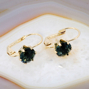 Cercei Placati cu Aur 18K model cu Cristale Zirconia Culoare Albastru Petrol 3204