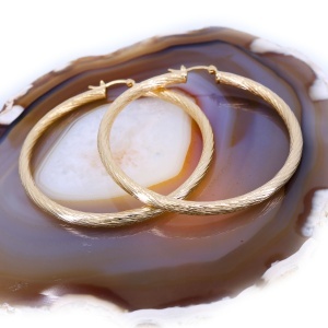 Cercei Rotunzi, creole model Rasucit Fin 6cm placati cu aur 18K c4189