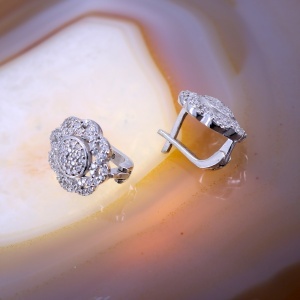 Cercei rotunzi model floare din argint 925 cu cristale zirconia c4453 - Img 2