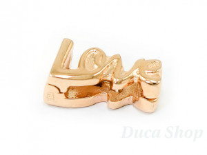 Charm Plat de Argint Placat cu Aur Rose, model Love, P541