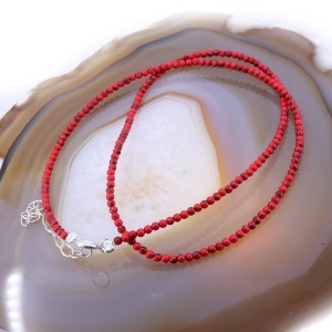 Colier cu elemente din argint si pietricele coral rosu c1784 - Img 2