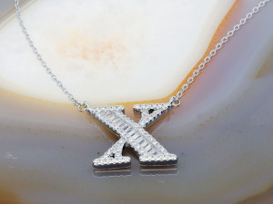 Colier din Argint 925 cu Pandantiv X si Cristale Zirconia aL1029