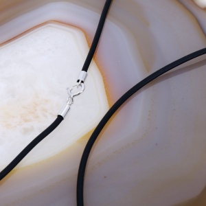Colier din Silicon Negru cu elemente de Argint c1536