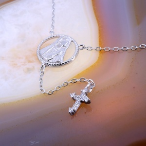 Colier Icoana si Cruce din Argint cu Cristale zirconia c1792