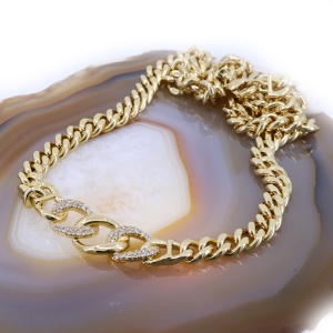 Colier Placat cu aur Galben cu Pandantiv Cristale Zirconia c1203