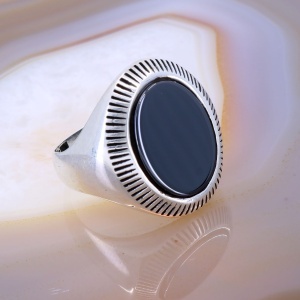 Inel cu piatra neagra Onix din Argint 925 c3270 - Img 2