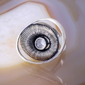 Inel Fantezie din Argint Antichizat 925 cu Cristal Zirconia c3136
