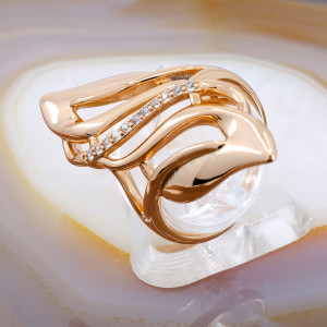 Inel Placat cu Aur Rose model Elegant cu Cristale Zirconia cod 1527