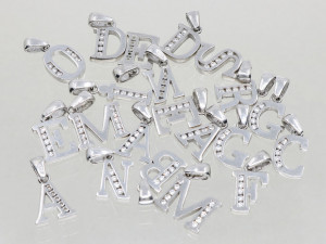 Litera de Argint 925 cu Cristale Zirconia Albe Clare cod 585